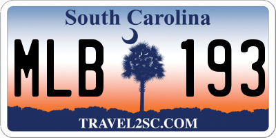 SC license plate MLB193