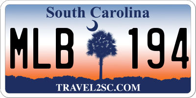 SC license plate MLB194