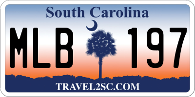 SC license plate MLB197