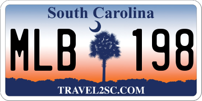 SC license plate MLB198