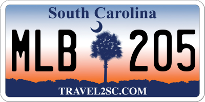 SC license plate MLB205