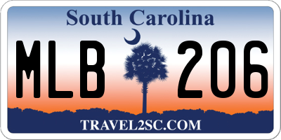 SC license plate MLB206