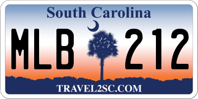 SC license plate MLB212