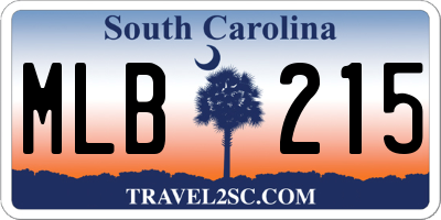 SC license plate MLB215