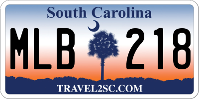 SC license plate MLB218