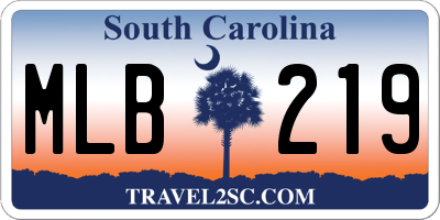 SC license plate MLB219