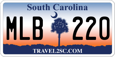 SC license plate MLB220