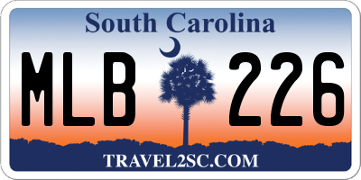 SC license plate MLB226