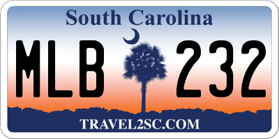SC license plate MLB232