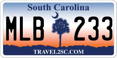 SC license plate MLB233