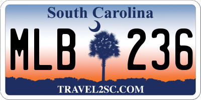 SC license plate MLB236