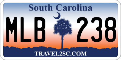 SC license plate MLB238