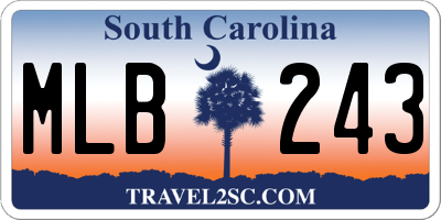 SC license plate MLB243