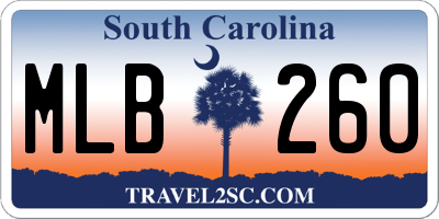 SC license plate MLB260