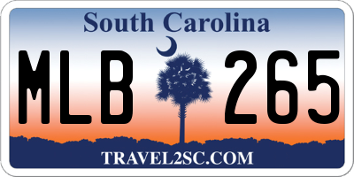 SC license plate MLB265