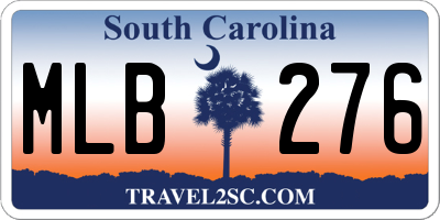 SC license plate MLB276