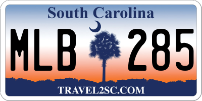 SC license plate MLB285