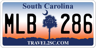 SC license plate MLB286