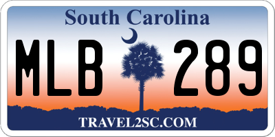 SC license plate MLB289