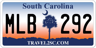 SC license plate MLB292