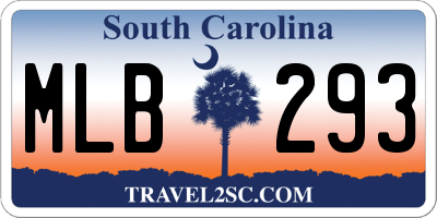 SC license plate MLB293