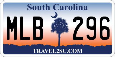 SC license plate MLB296