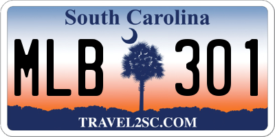 SC license plate MLB301