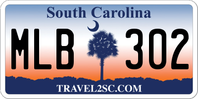 SC license plate MLB302