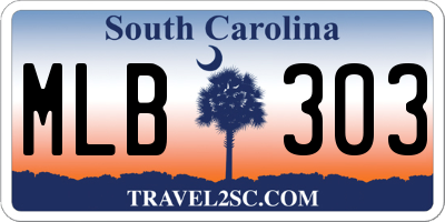 SC license plate MLB303