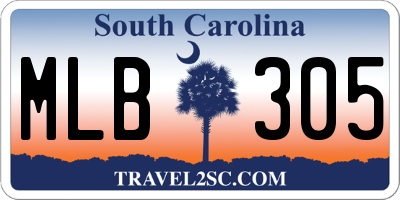 SC license plate MLB305