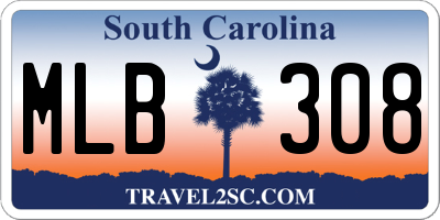 SC license plate MLB308