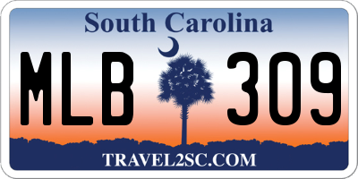 SC license plate MLB309