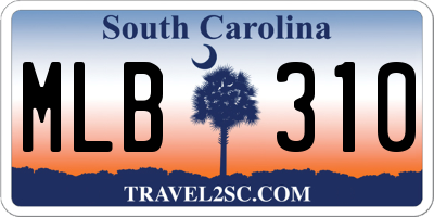 SC license plate MLB310
