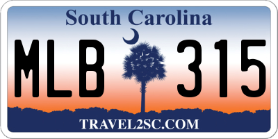 SC license plate MLB315
