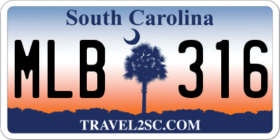SC license plate MLB316