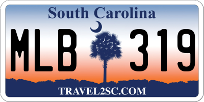 SC license plate MLB319