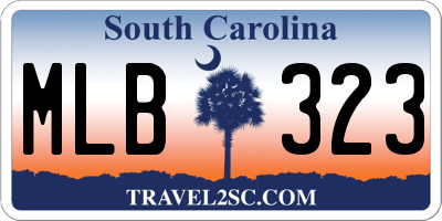 SC license plate MLB323