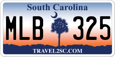SC license plate MLB325