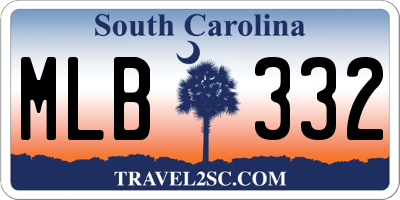 SC license plate MLB332