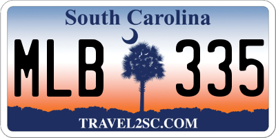 SC license plate MLB335