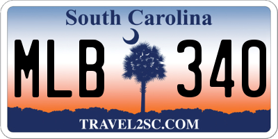 SC license plate MLB340