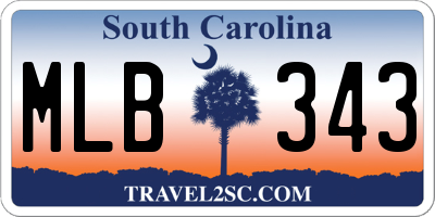 SC license plate MLB343