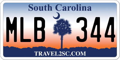 SC license plate MLB344