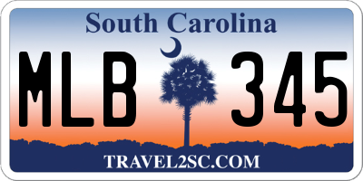 SC license plate MLB345