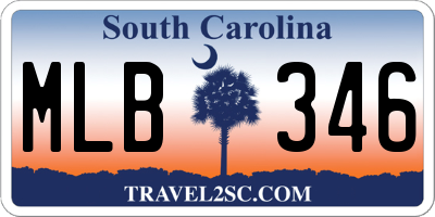 SC license plate MLB346