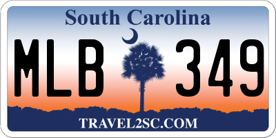 SC license plate MLB349