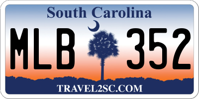 SC license plate MLB352