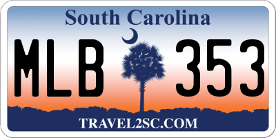 SC license plate MLB353