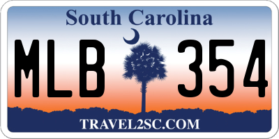 SC license plate MLB354