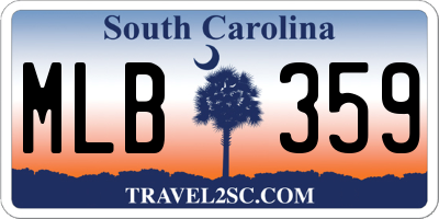 SC license plate MLB359